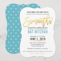 BAT MITZVAH turquesa de ouro azul SAMANTHA