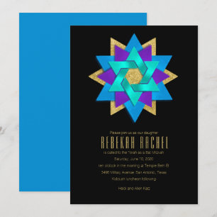 Convites Bat Mitzvah Turquoise Azul Azul Azul Azul Aqua Sta