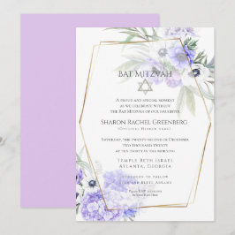 Convites BAT MITZVAH | Violet Anemone Floral Verso 2