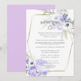 Convites BAT MITZVAH | Violet Anemone Floral Verso 3