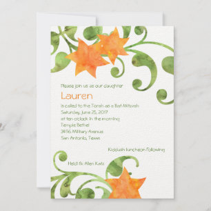 Convites Bat Mitzvah Watercolor Design