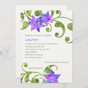 Convites Bat Mitzvah Watercolor Design