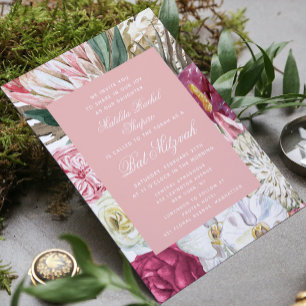 Convites Bat Mitzvah Watercolor Floral