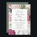 Convites Bat Mitzvah Watercolor Floral<br><div class="desc">O Bat Mitzvah Watercolor Floral Invtions apresenta um fundo de flores a na moda de cor-de-água com eucalipto,  frondes de palma,  rosas,  peões e samambaias em tons mutados de ameixa,  burgundy,  verde,  pêssego e rosa. Personalizado editando o texto nas caixas de texto fornecidas. Elaborado por ©Evco Studio www.zazzle.com/store/evcostudio</div>