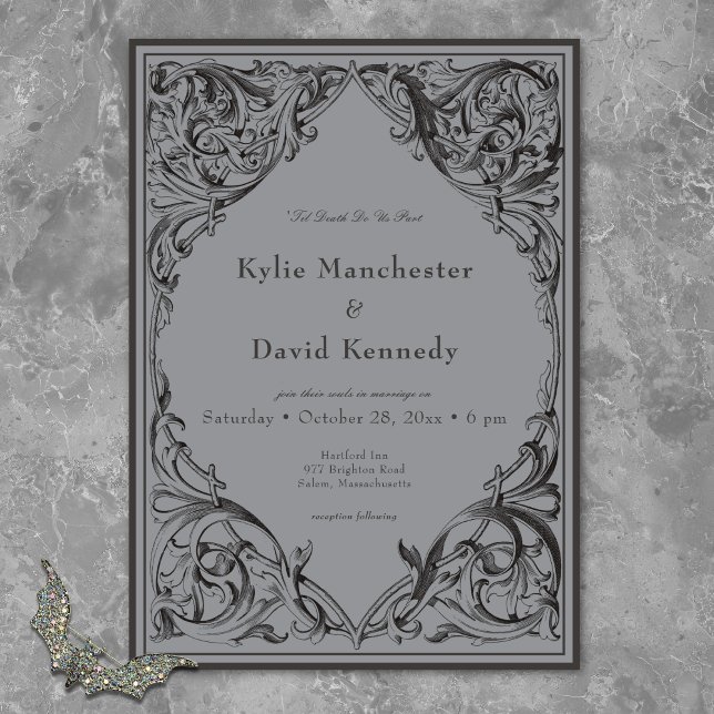Convites Bat Vitoriano Até Casamento de Cinzas e Negra Mort (Criador carregado)