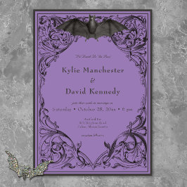 Convites Bat Vitoriano Até Casamento Preto e Roxo da Morte