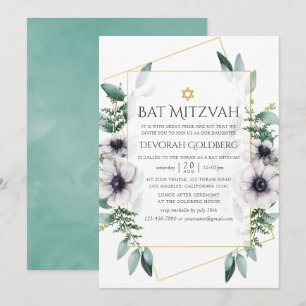 Convites Batalha de Eucalipto Geométrica Bar Mitzvah