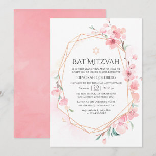 Convites Batalha de Mitzaf Geométrica Flor de Cerejeira Ros