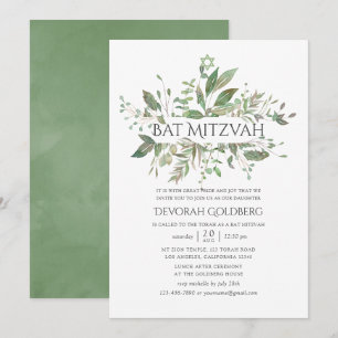 Convites Batalha Mitzvah Geométrica com Verdura
