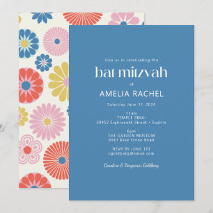 Convites Batem de Mitzvah Escandinavo Boho Folclórico Flor