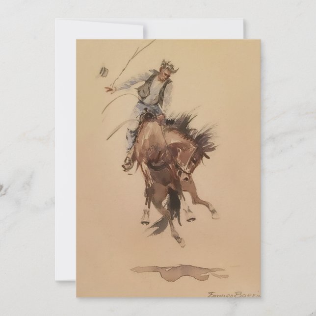 Convites Batendo mão em um bronco por Edward Borein (Frente)