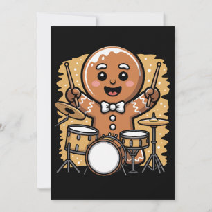 Convites Baterista de Biscoito de Gengibre de Natal Bateria
