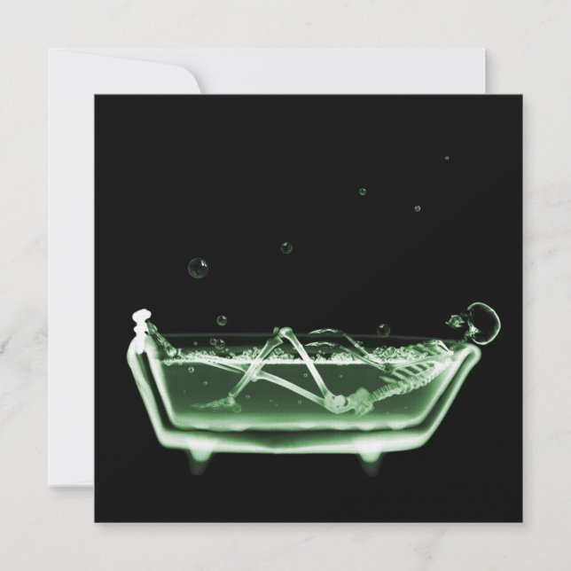 Convites Bath Tub X-Ray Skeleton Green (Frente)