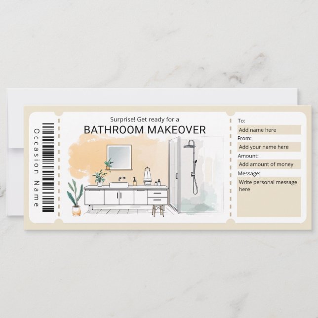 Convites Bathroom Makeover Gift Certificate (Frente)