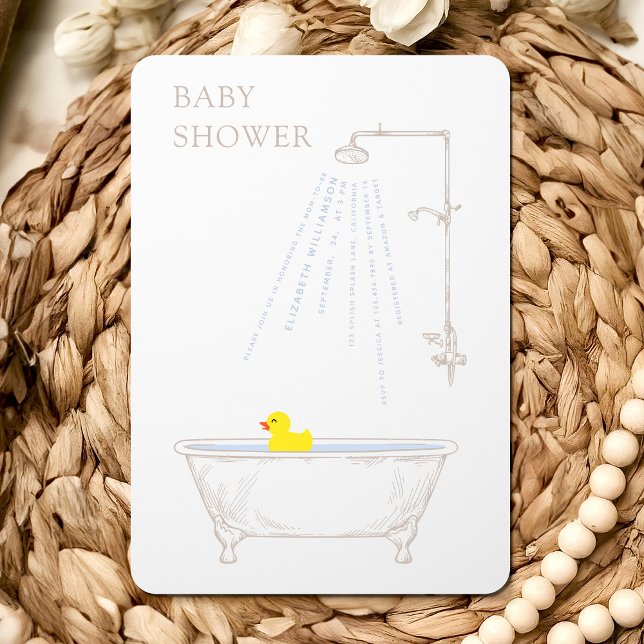 Convites Bathtub Duck Chá de fraldas Gênero Neutro (Criador carregado)