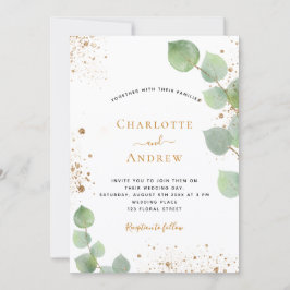 Convites Batida de ouro de eucalipto verde de casamentos