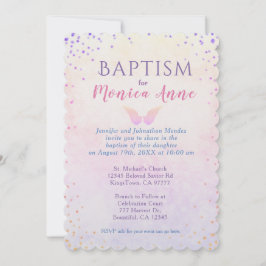Convites Batismo | Angel Wings & Rainbow Confetti