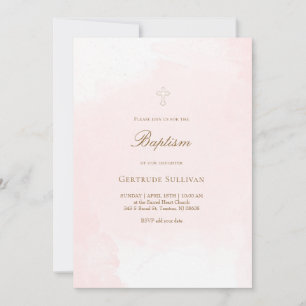Convites batismo aquarela rosa