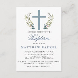 Convites Batismo Azul Elegante/Convite de Natal