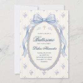 Convites Batismo Bebê Fita Azul Toalha Floral