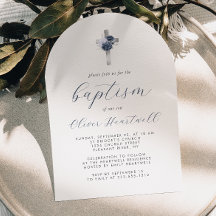 Batismo Blue Floral Silver Cross Arch Boys