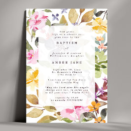 Convites Batismo Botânico Floral Elegante