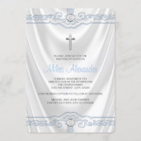 Batismo Branco e Azul Cristo Branco Cetim
