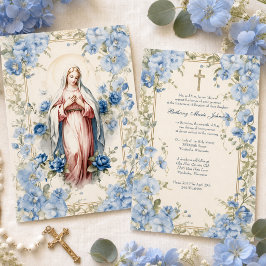 Convites Batismo Católico Crisma Mãe Abençoada Floral