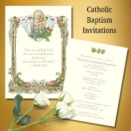 Convites Batismo Católico Crisma Maria Jesus