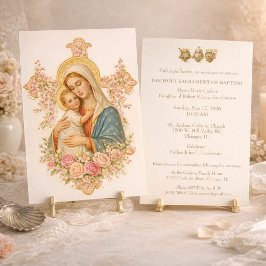 Convites Batismo Católico Crisma Maria Jesus