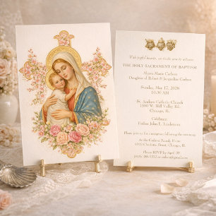 Convites Batismo Católico Crisma Maria Jesus