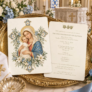 Convites Batismo Católico Crisma Maria Jesus