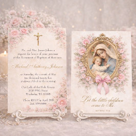 Convites Batismo Católico Crisma Maria Jesus Rosas