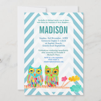 Convites Batismo Christening Chevron Rainbow Ows Invite