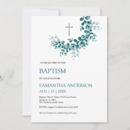Convites Batismo Christening Eucalyptus Greeneralista Minim