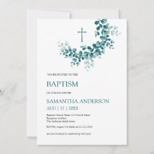 Convites Batismo Christening Eucalyptus Greeneralista Minim