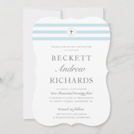 Convites Batismo Clássico de Blue Stripe