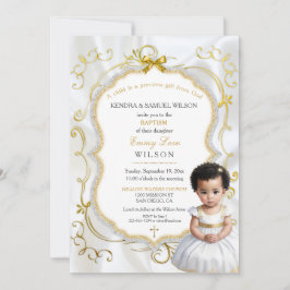 Convites Batismo Comunhão Crisma Menina Branco Dourado