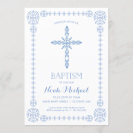 Convites Batismo, Crianças Convidam Cruz Elegante