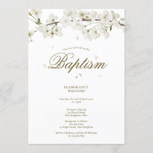 Convites Batismo Crisma Elegante Flor de Branco Floral 