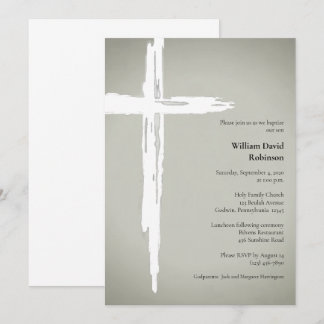 Convites Batismo Cristão Religioso Minimalista