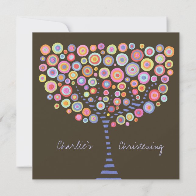 Convites Batismo Cristening Circle Retro Invent (Frente)