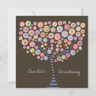 Convites Batismo Cristening Circle Retro Invent