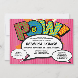 Convites Batismo Cristening Comic Book moderno e divertido