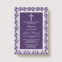 Batismo Cruzado Com Damasco Roxo Ou Cristal