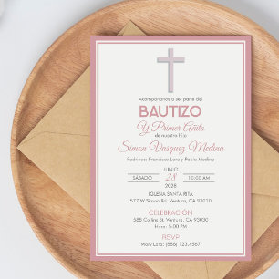 Convites Batismo cruzado minimalista e primeiro aniversário