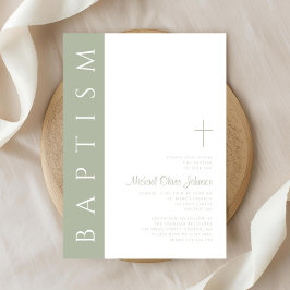Convites Batismo da Cruz Verde do Elegante Moderno