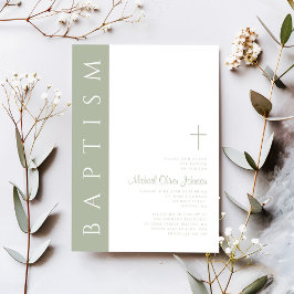 Convites Batismo da Cruz Verde do Elegante Moderno