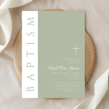 Batismo da Cruz Verde Elegante Moderno