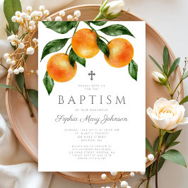 Convites Batismo da Garota Botânica das Laranjas Elegantes